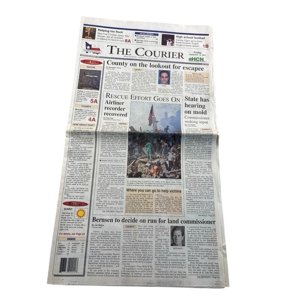 September 14 2001 Newspaper The Courier 9/11‎ Aftermath Issue